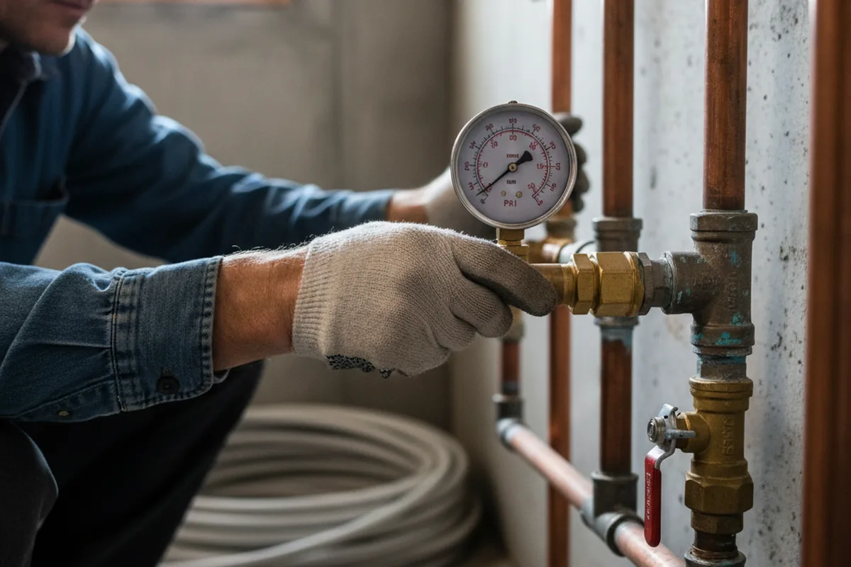 Pressure testing a repaired line during Water Line Repair in New Alexandria